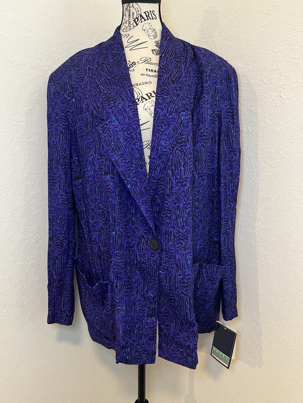 Royal Design Vintage Blazer NWT Purple Women’s Blazer With Shoulder Pads